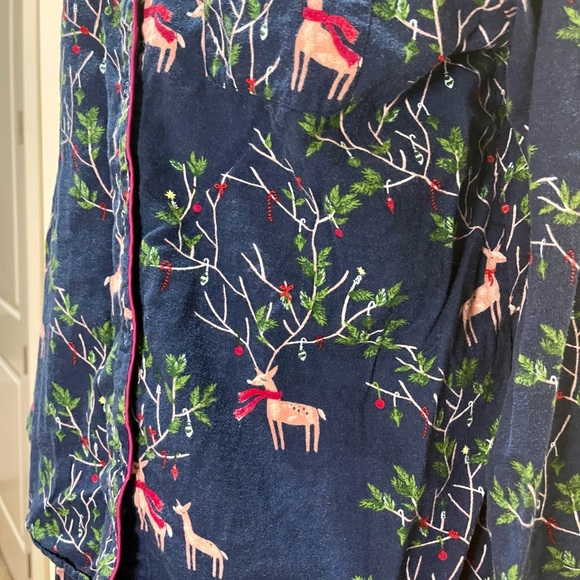 Gilligan & O'Malley 100% Cotton Pajama Set Navy & Pink Deer Print Women's Size L - Picture 2 of 9